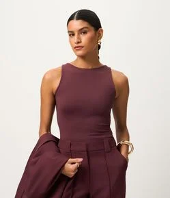 Blusa em Poliamida com Gola Redonda