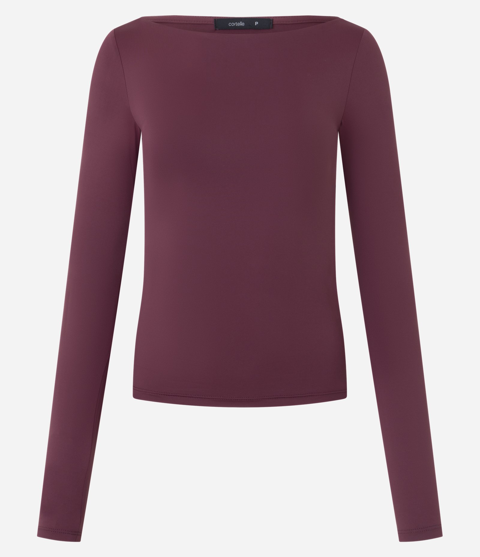 Blusa Regular em Poliamida com Decote Canoa Bordô 4