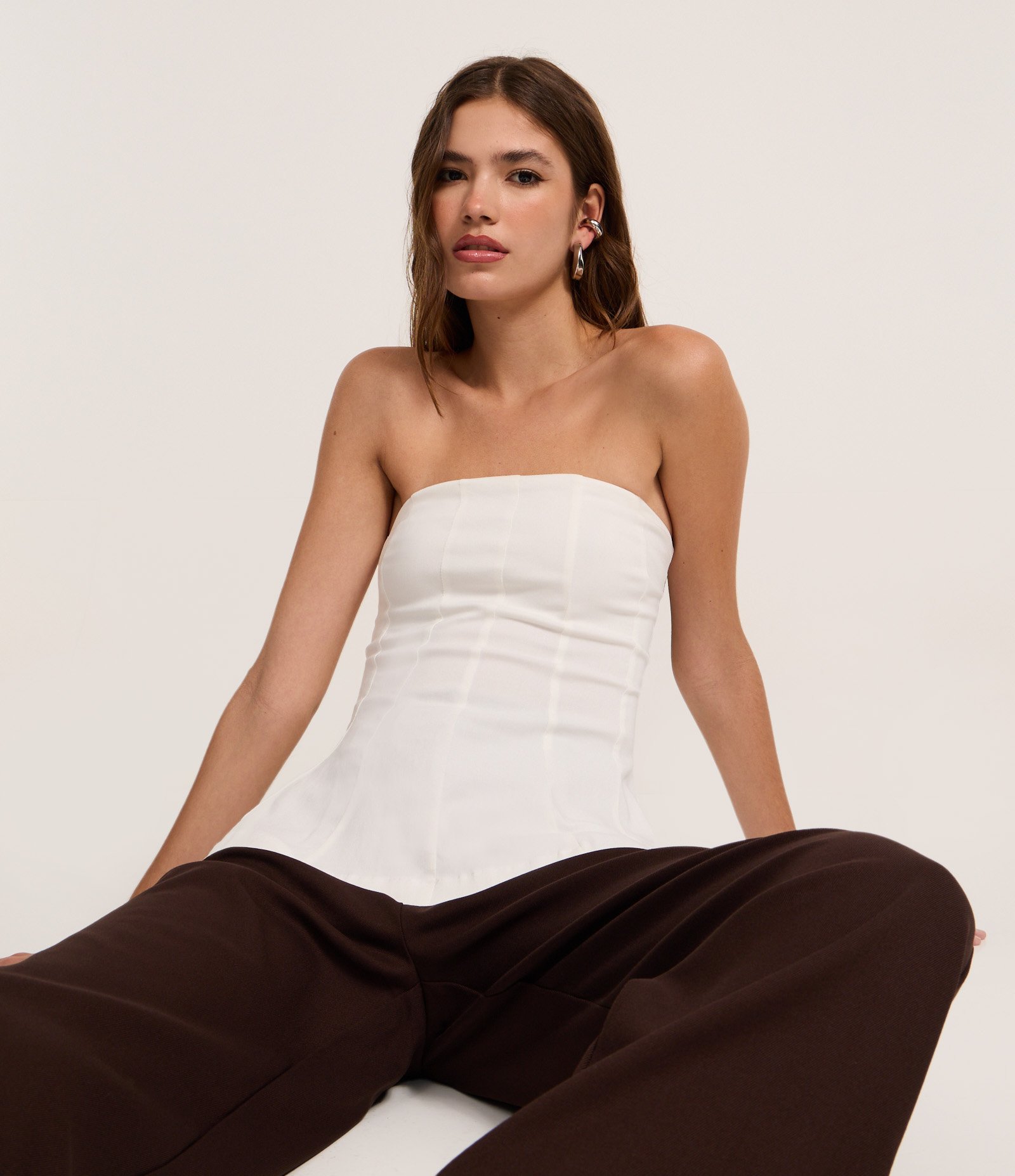 Blusa Peplum em Bengaline Tomara que Caia Branco 1