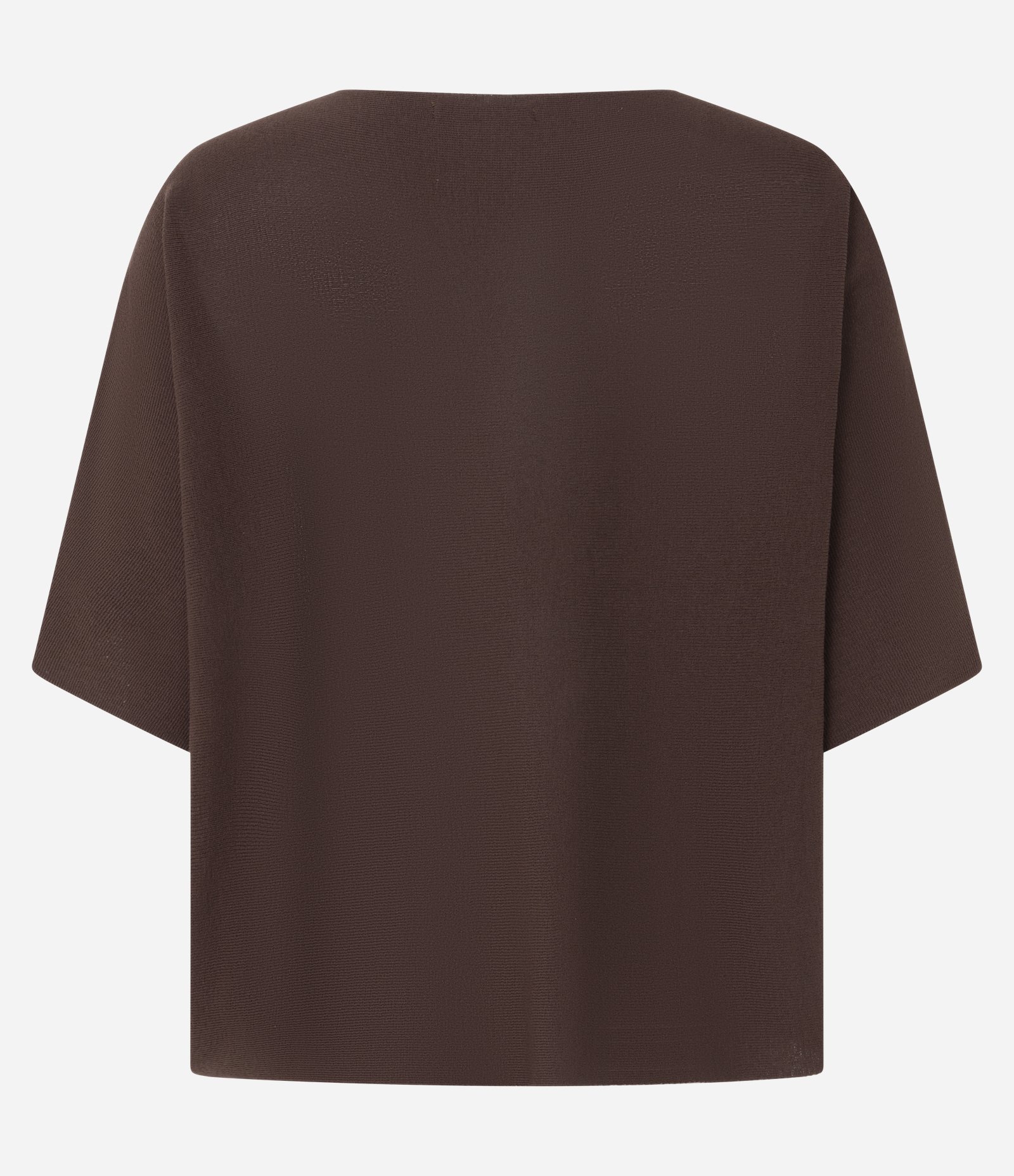 Blusa Curta em Tricô com Decote Canoa e Mangas Amplas Marrom 7