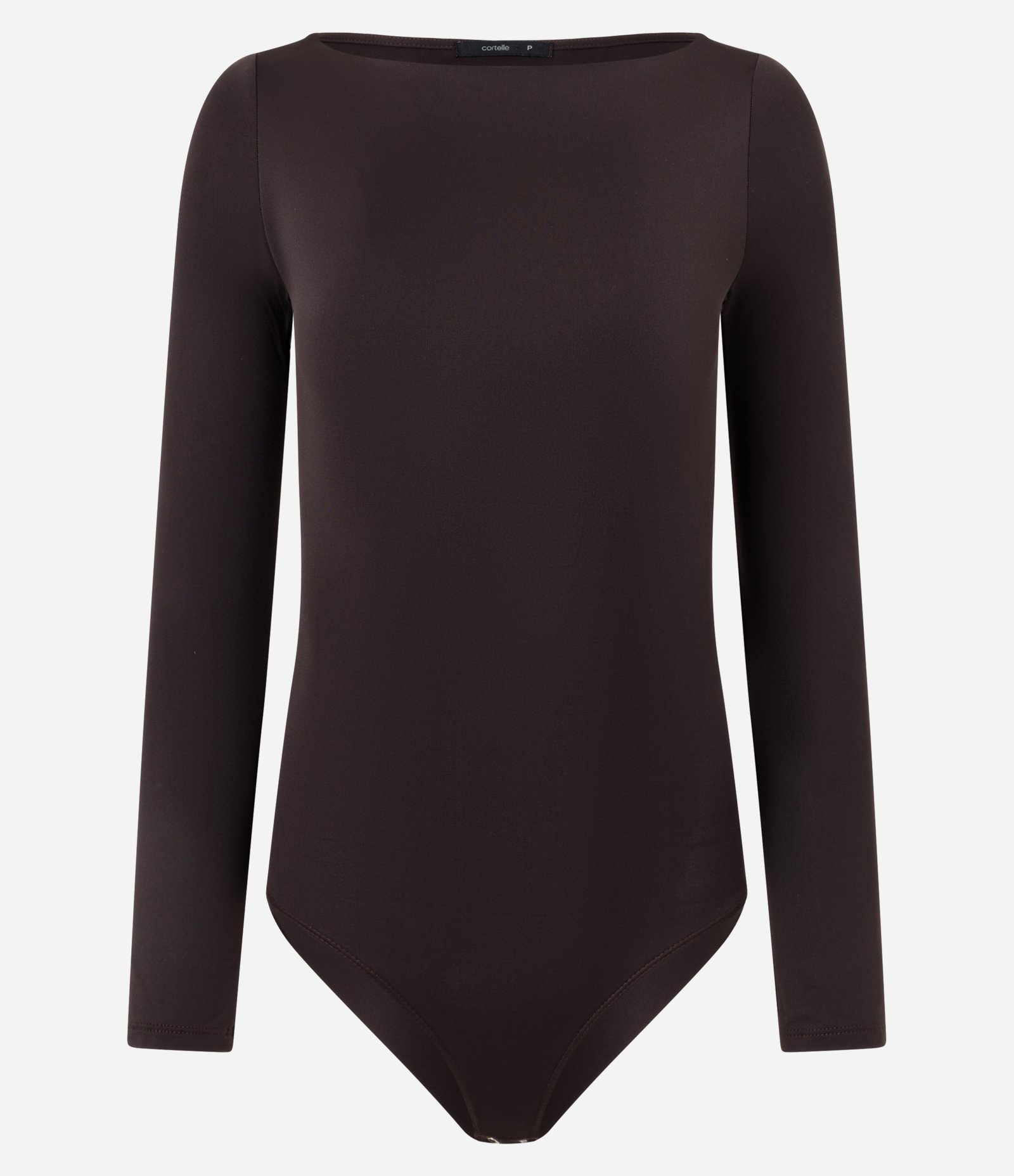Body Básico em Poliamida com Gola Canoa Marrom 1
