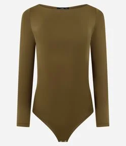 Body Básico em Poliamida com Gola Canoa