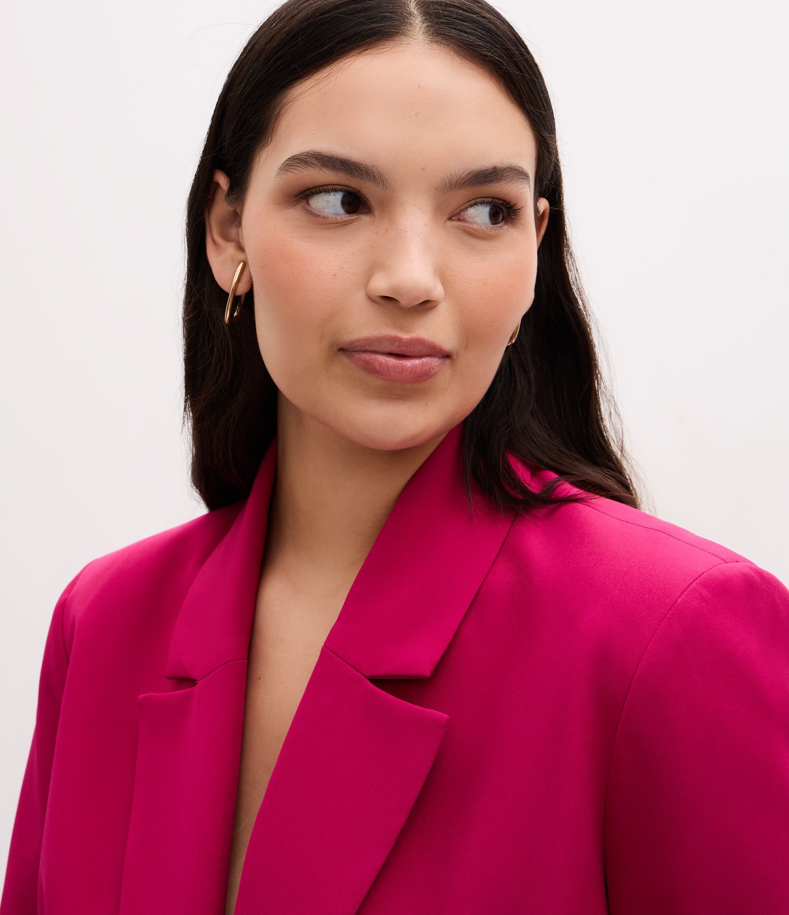 Blazer Alongado Alfaiatado e Sem Botões Curve & Plus Size Rosa 3