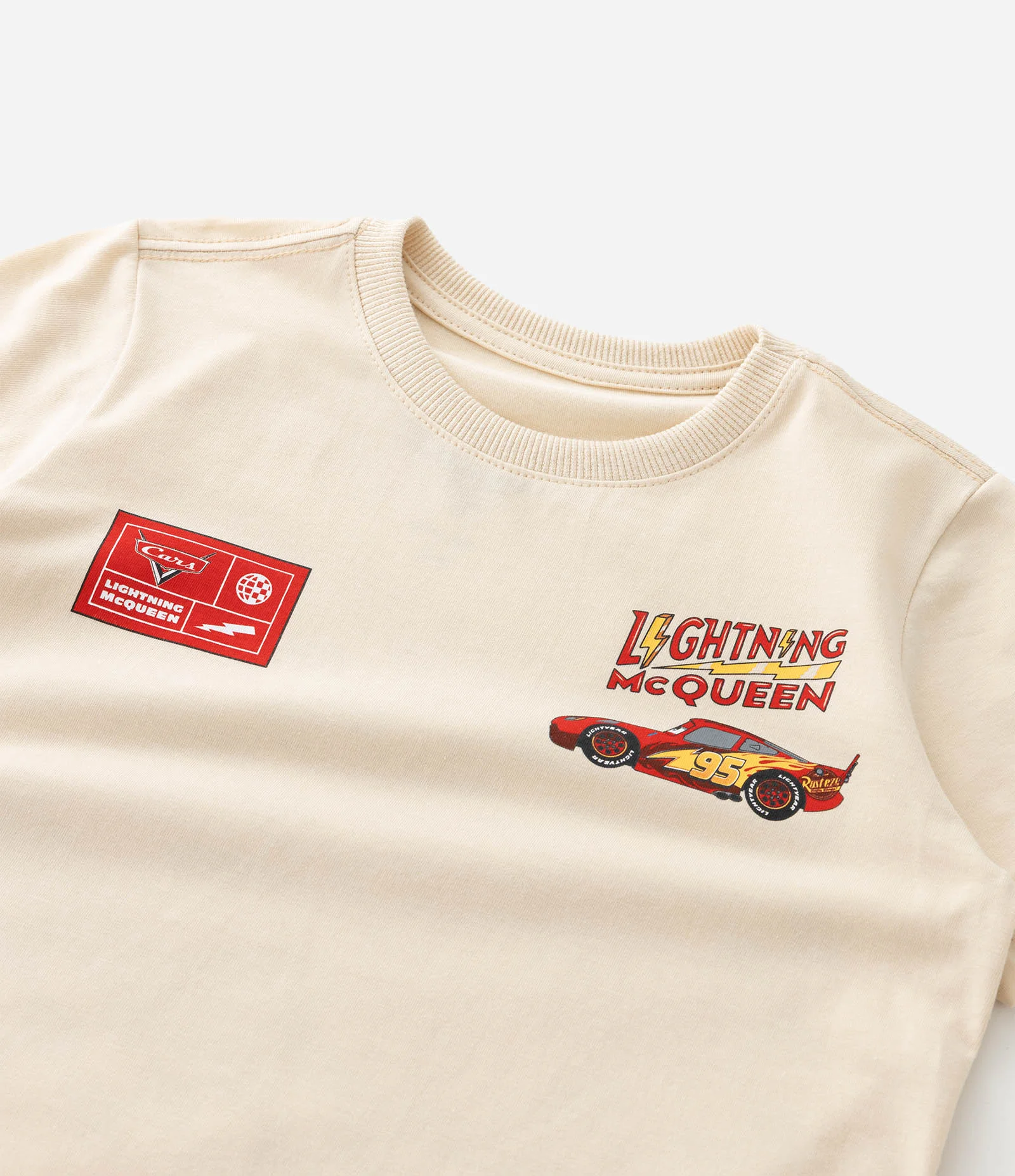 Camiseta Infantil com Estampa Carros Relâmpago Mcqueen – Tam 2 A 8 Anos Bege 4