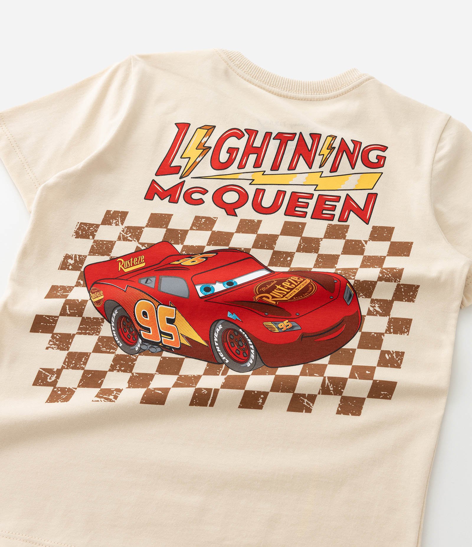 Camiseta Infantil com Estampa Carros Relâmpago Mcqueen – Tam 2 A 8 Anos Bege 5