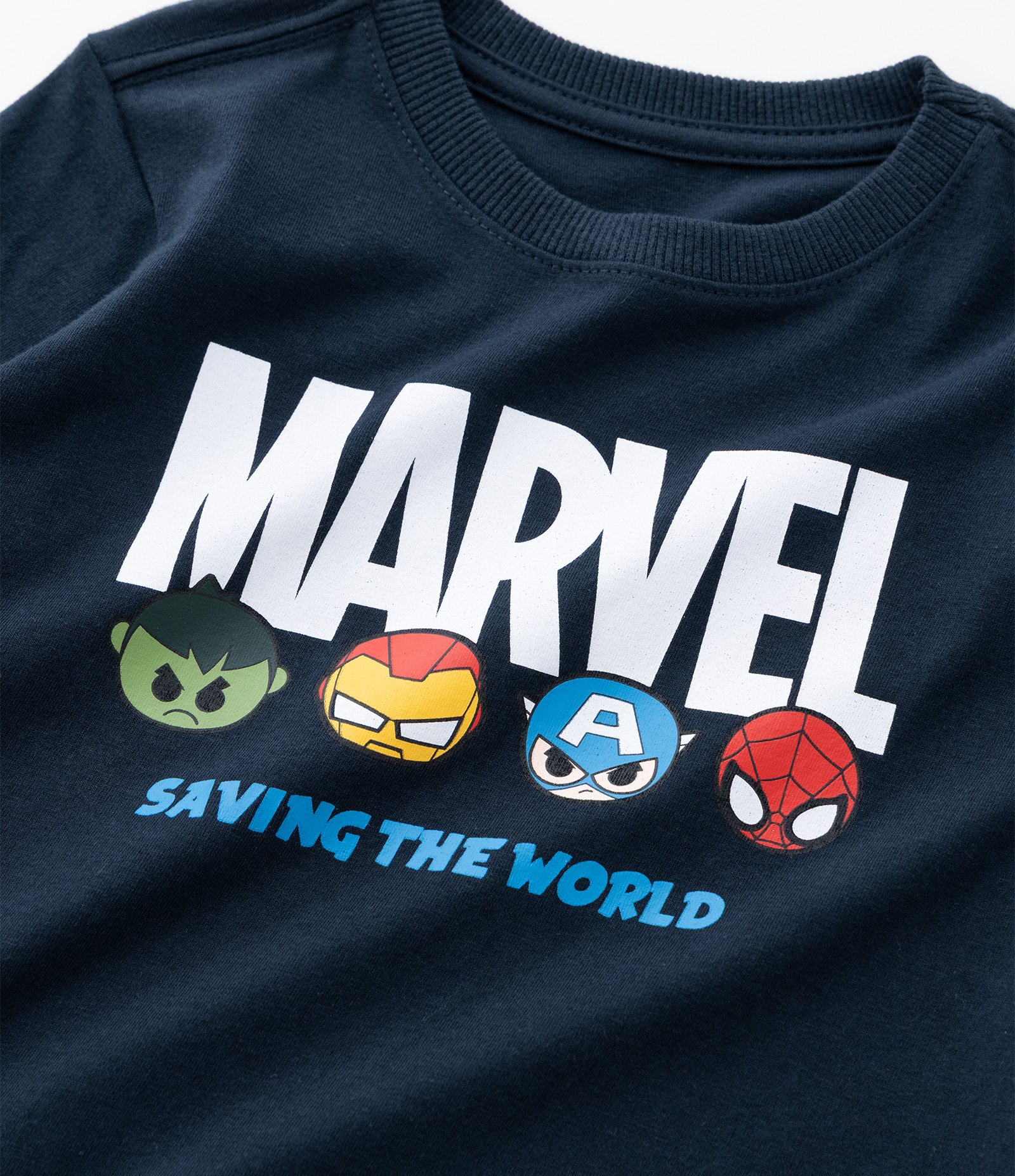 Camiseta Infantil com Estampa Marvel e Carinhas Avengers – Tam 2 a 6 Anos Azul Marinho 4