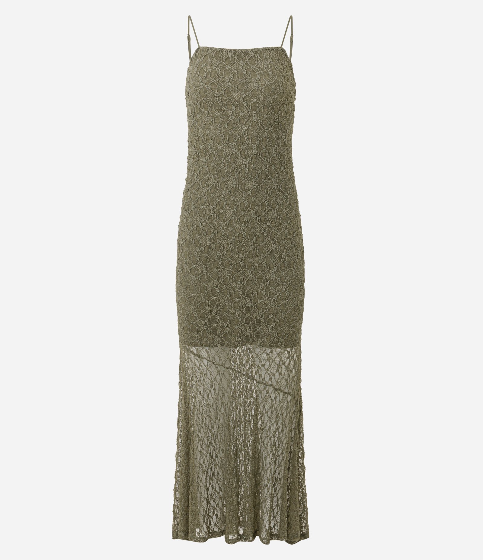 Vestido Midi em Renda com Alça Fina Verde 5