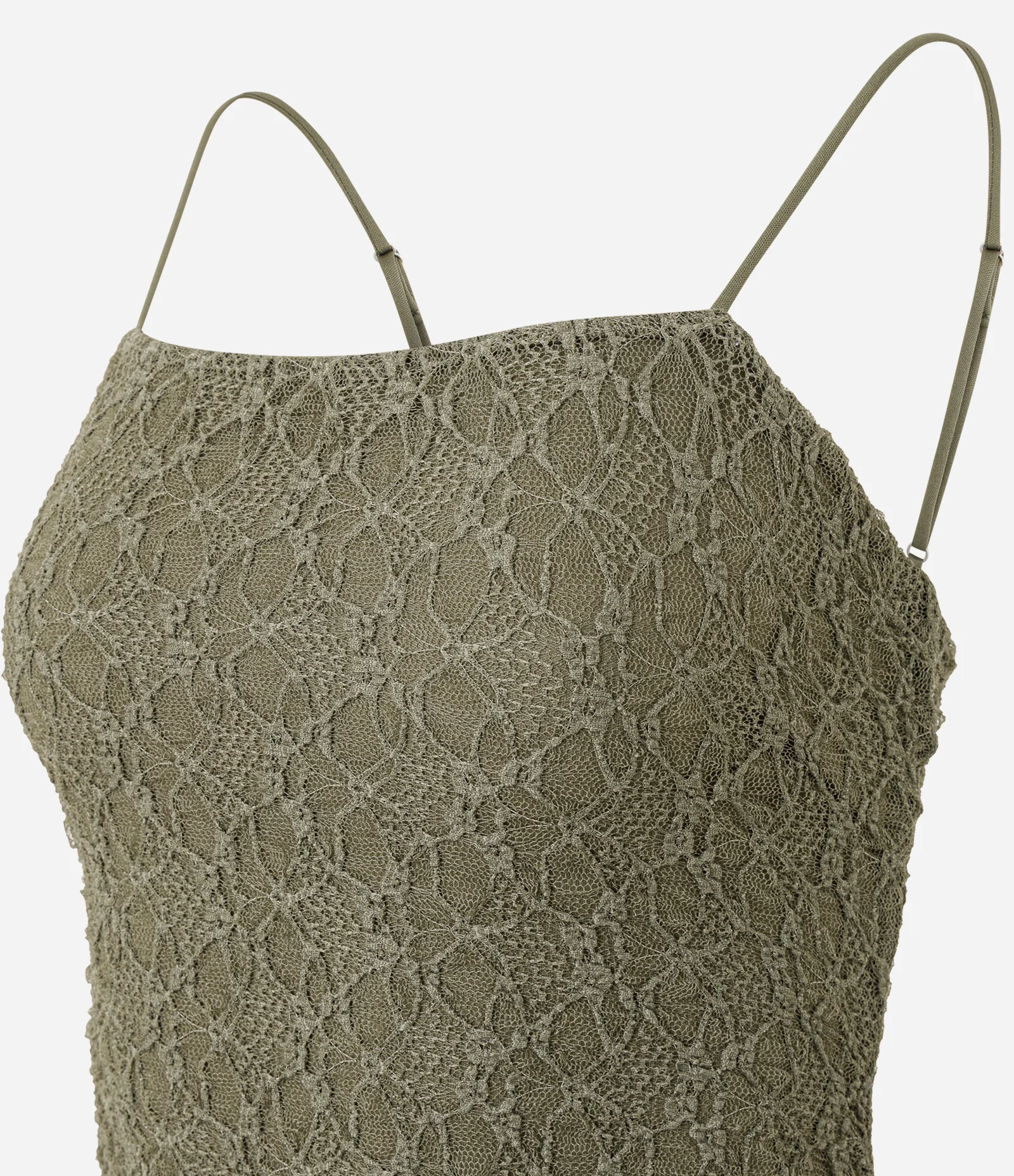 Vestido Midi em Renda com Alça Fina Verde 6