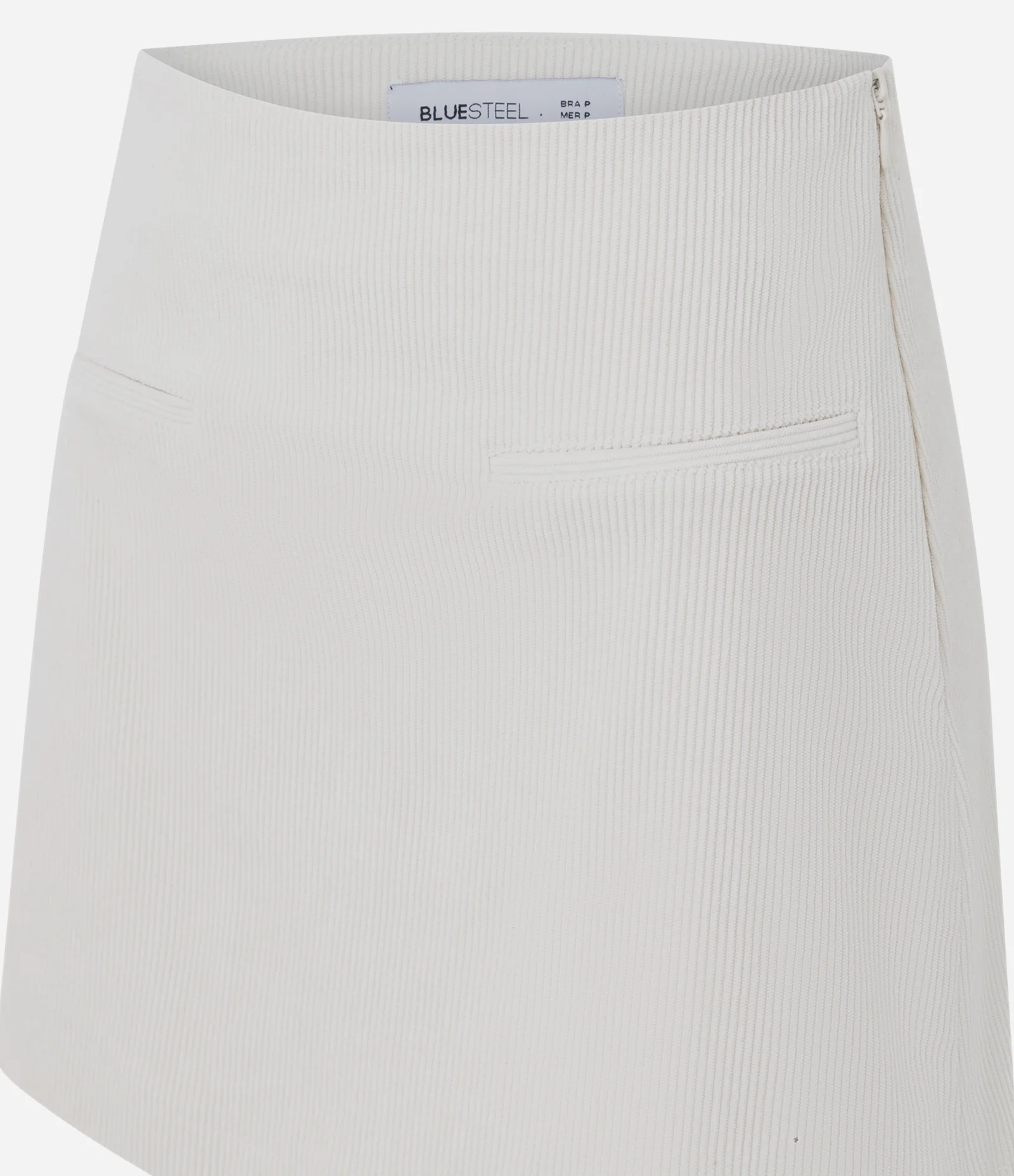 Short Saia Curto em Cotelê com Bolsos Branco 2