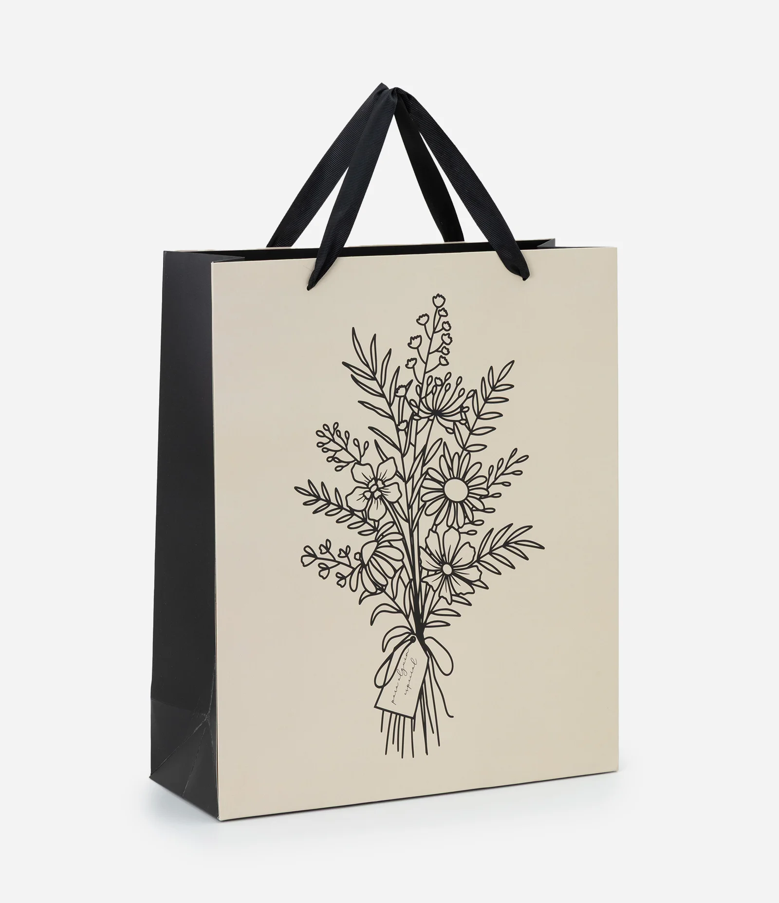 Embalagem de Presente Média com Estampa de Flores Off White 1