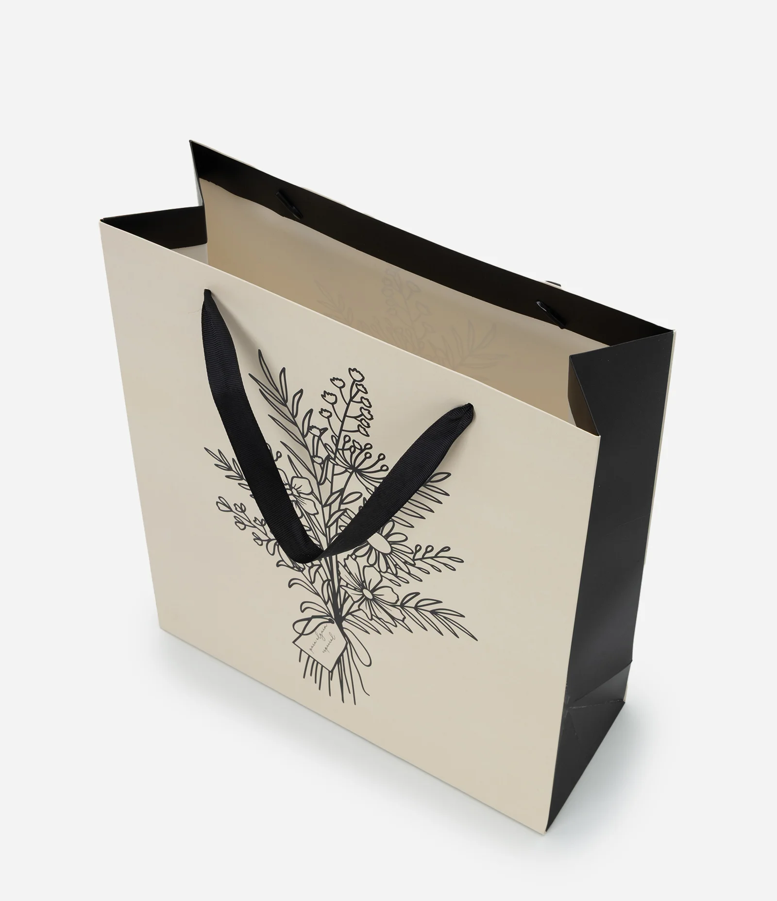 Embalagem de Presente Média com Estampa de Flores Off White 2