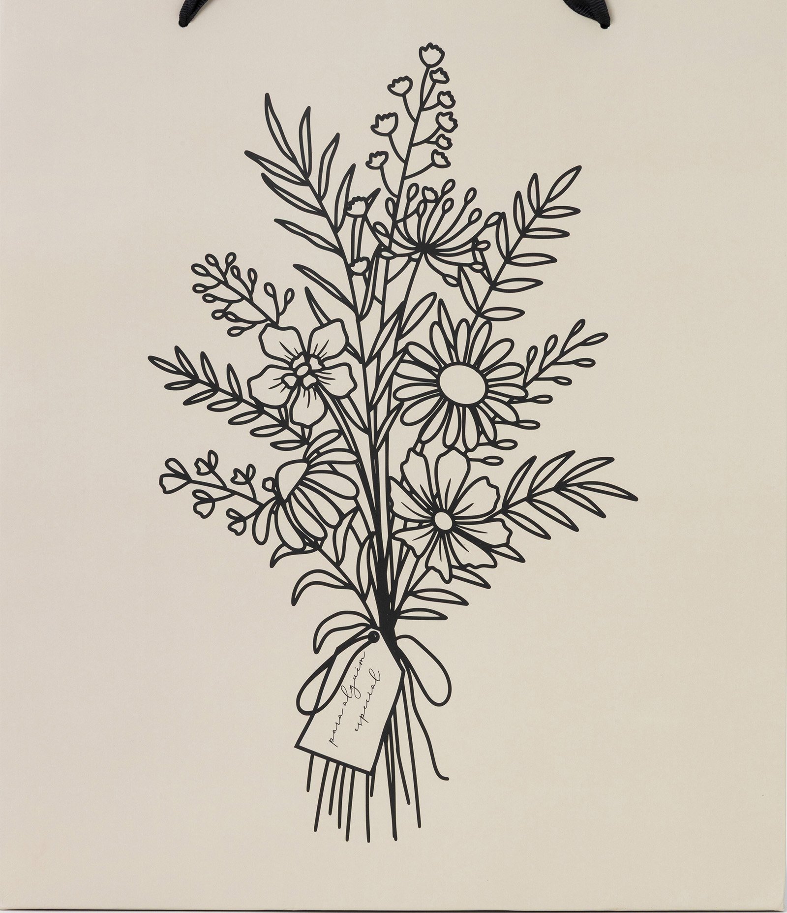 Embalagem de Presente Média com Estampa de Flores Off White 3