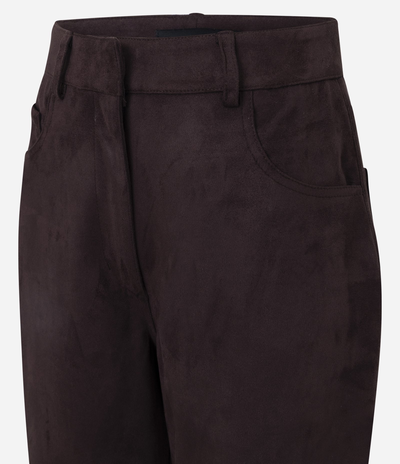 Calça Reta em Suede com Recortes Roxo 3