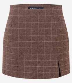 Short Saia Alfaiatado Xadrez com Fenda
