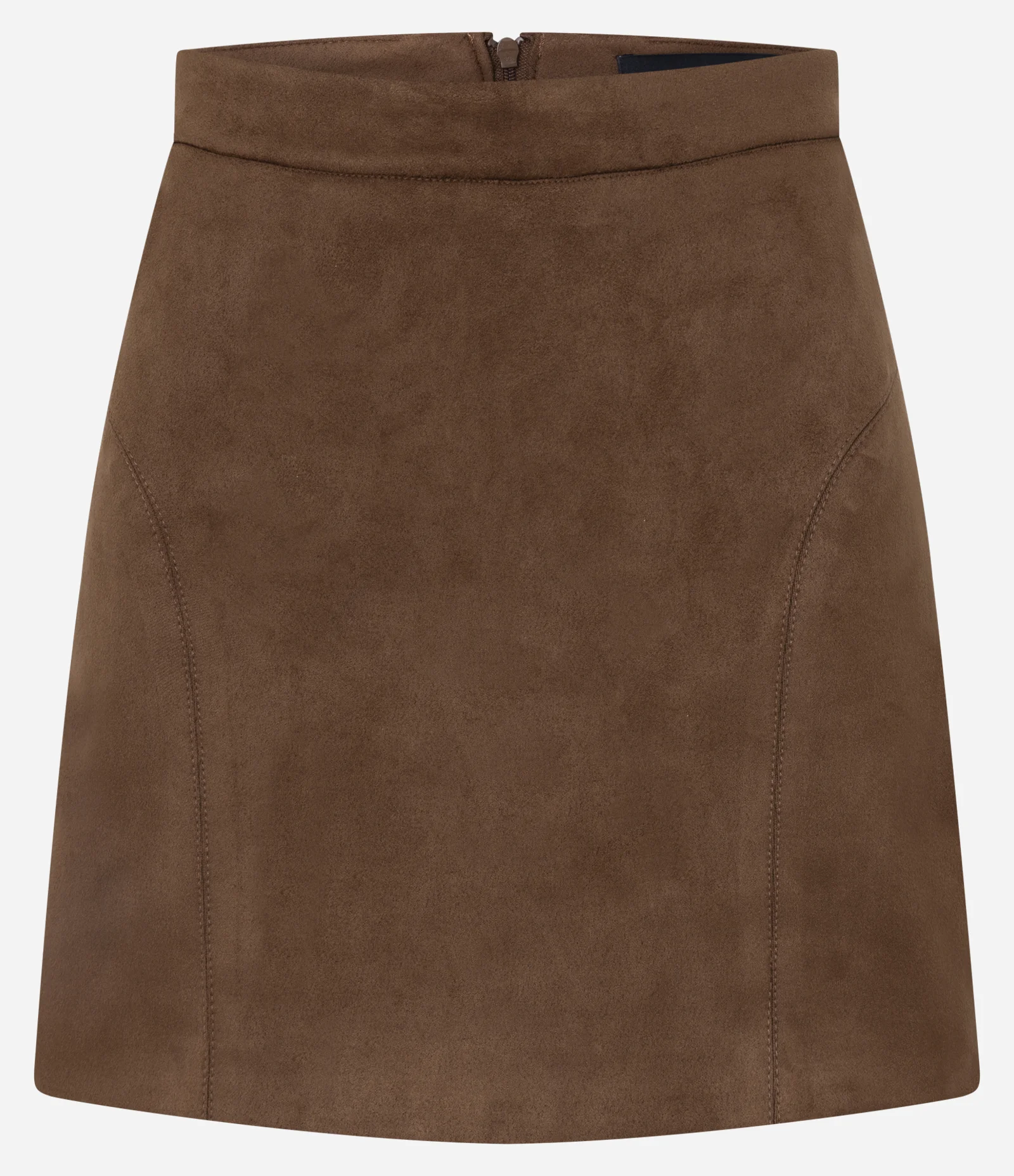 Saia Curta em Suede com Recortes Marrom 1