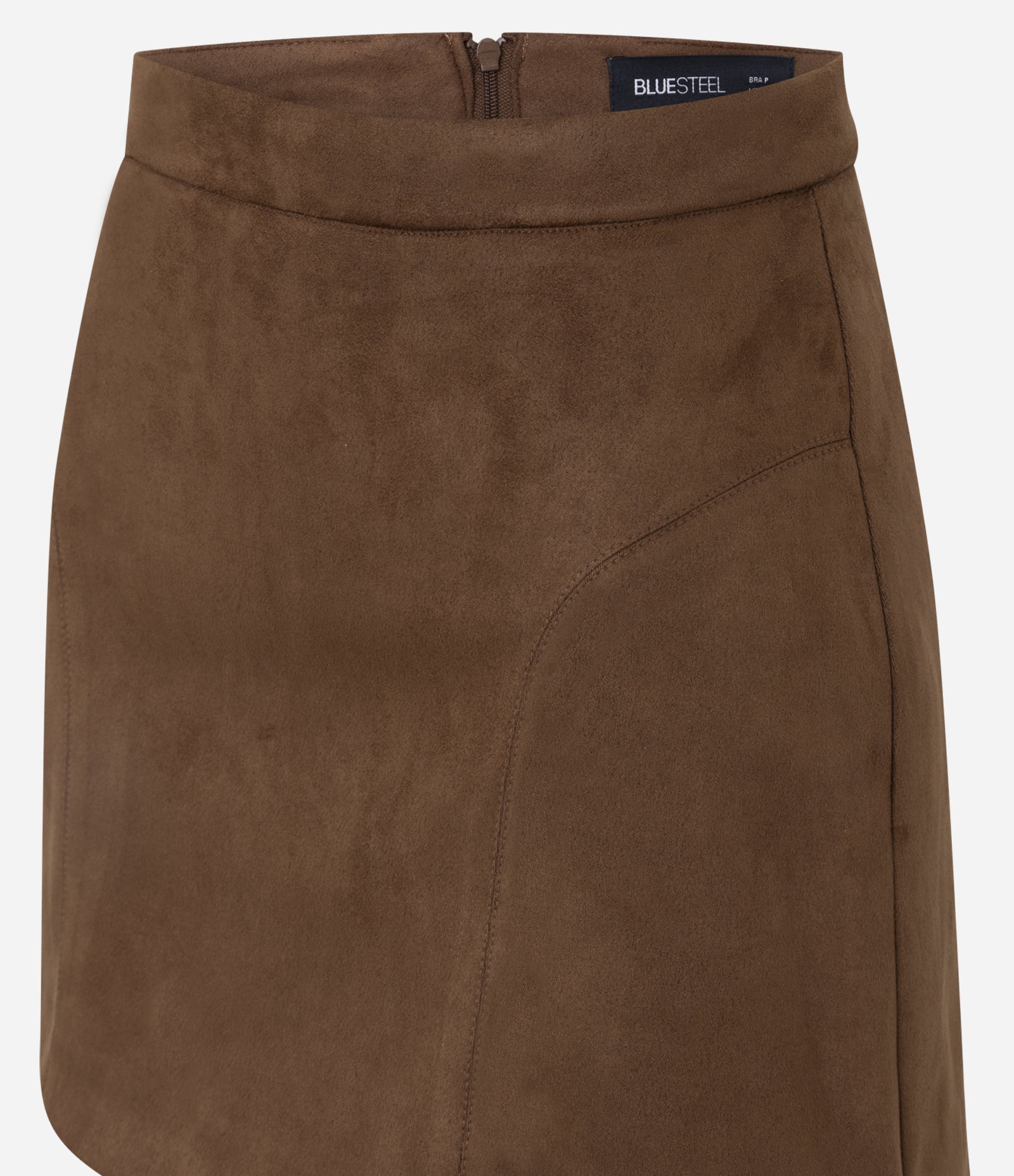 Saia Curta em Suede com Recortes Marrom 2