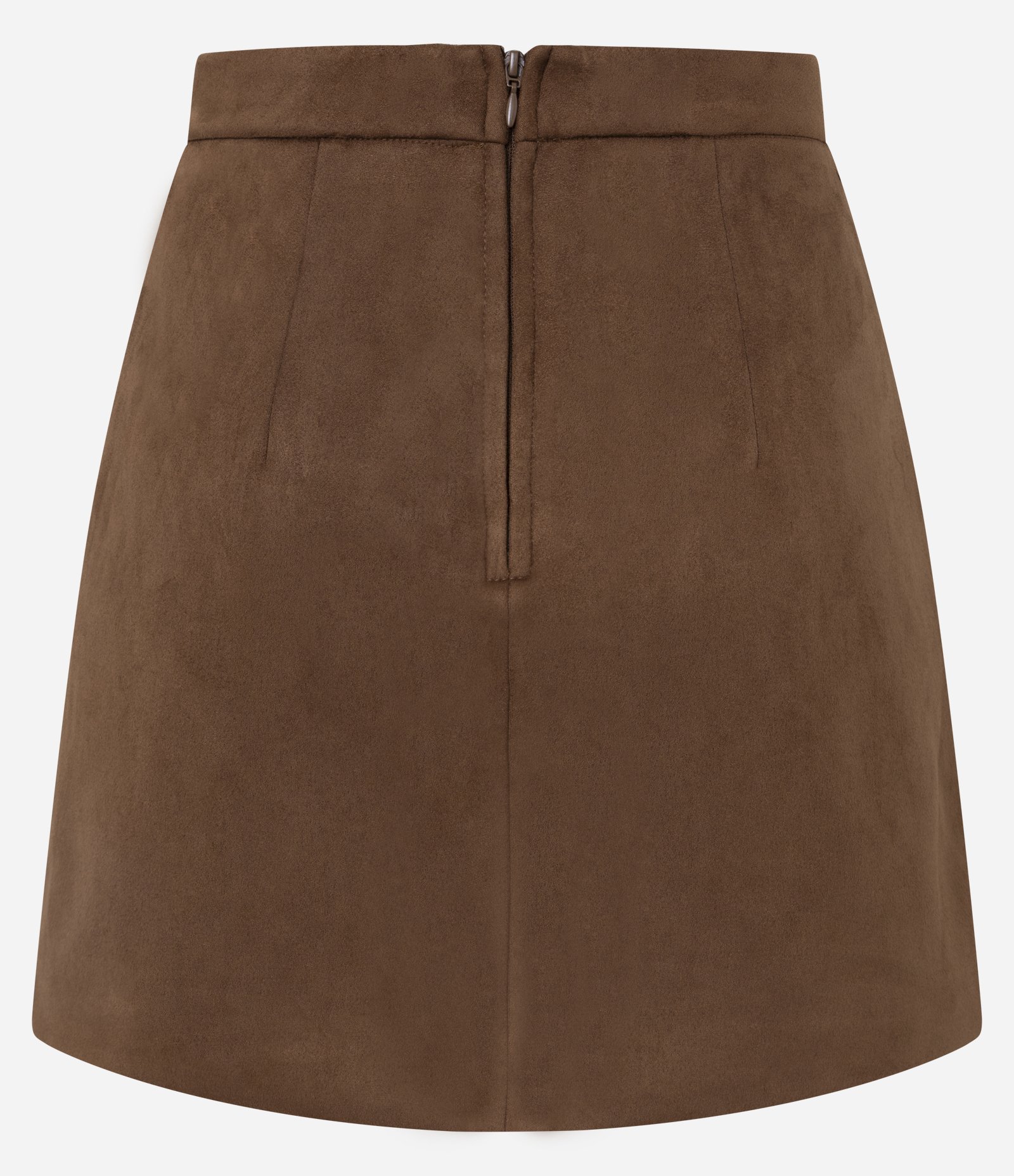 Saia Curta em Suede com Recortes Marrom 3