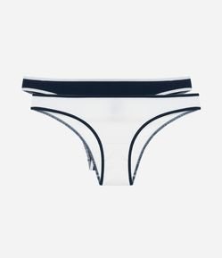 Kit 02 Calcinhas Biquíni em Algodão Canelado com Viés Contrastante