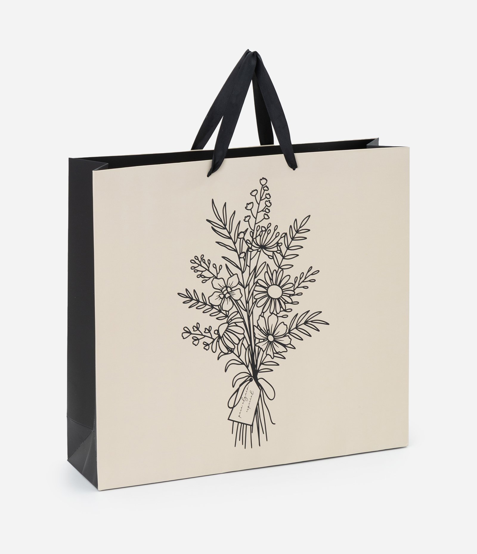 Embalagem de Presente Grande com Estampa de Flores Off White 1