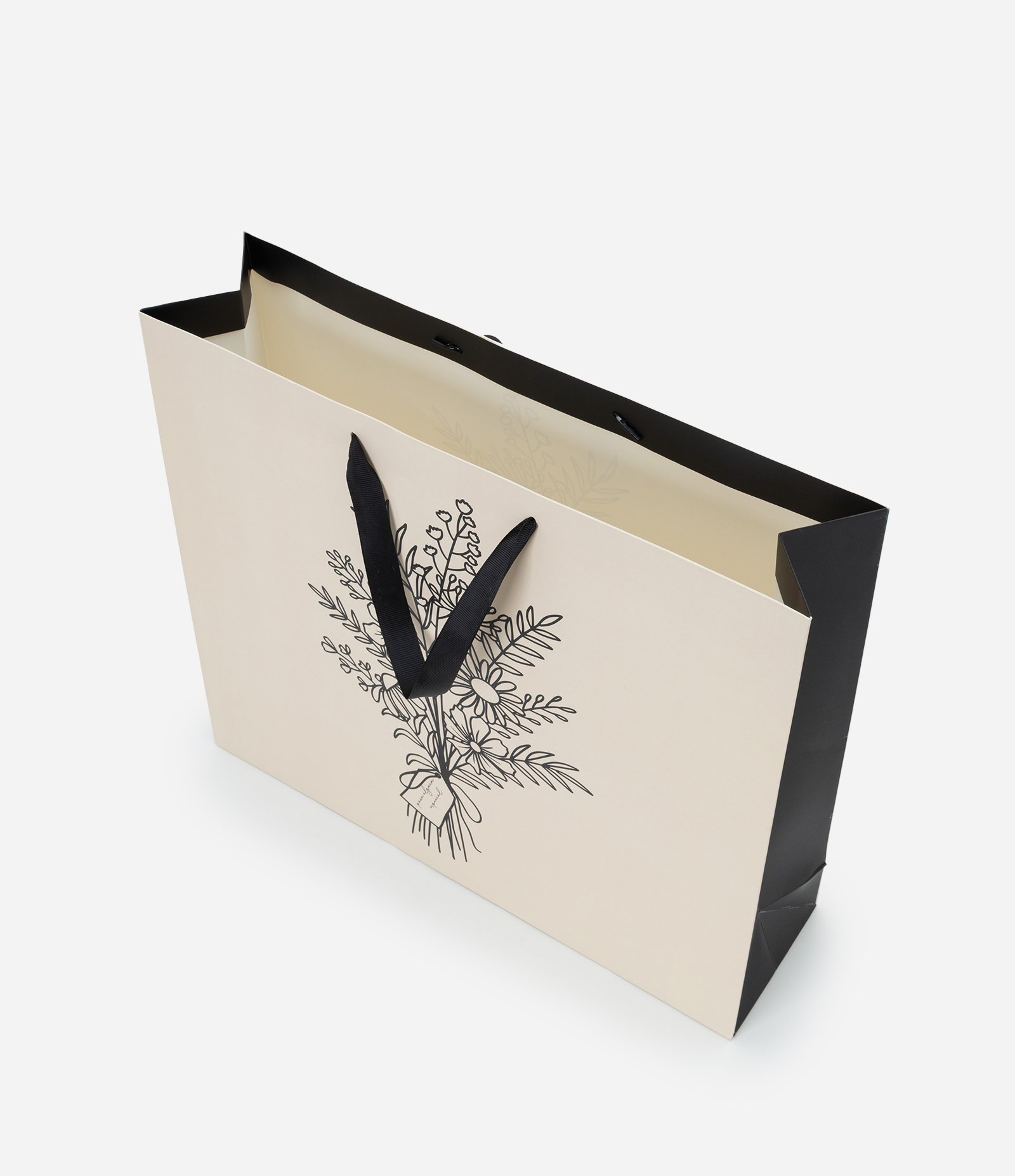 Embalagem de Presente Grande com Estampa de Flores Off White 2