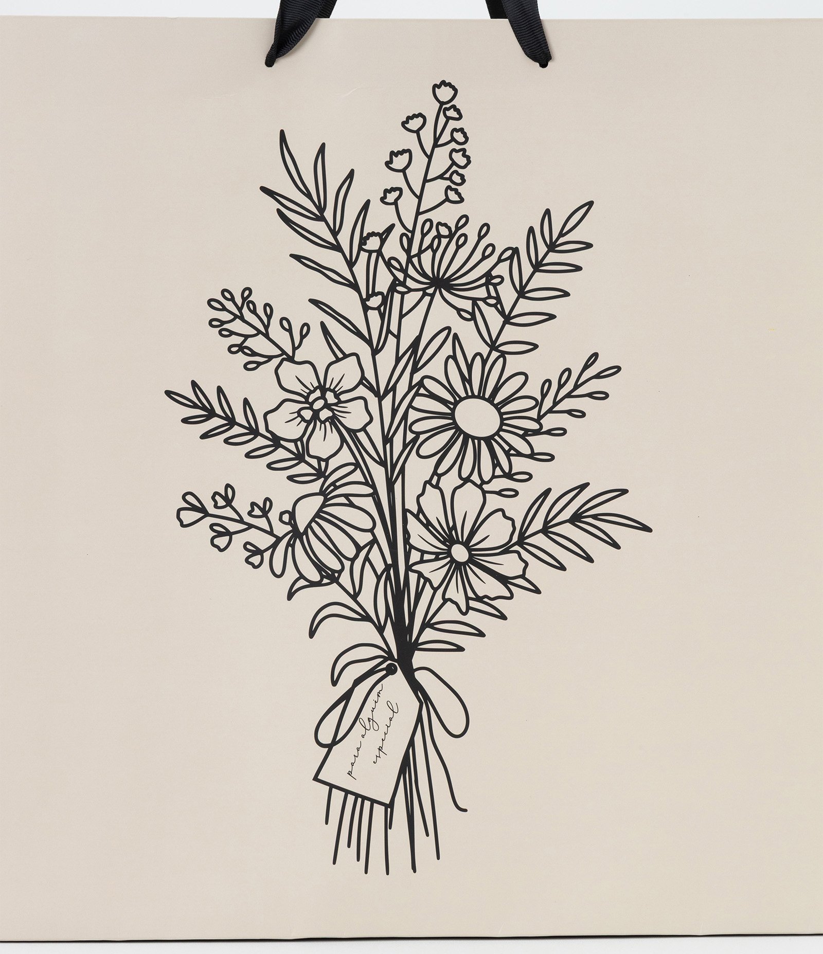 Embalagem de Presente Grande com Estampa de Flores Off White 3