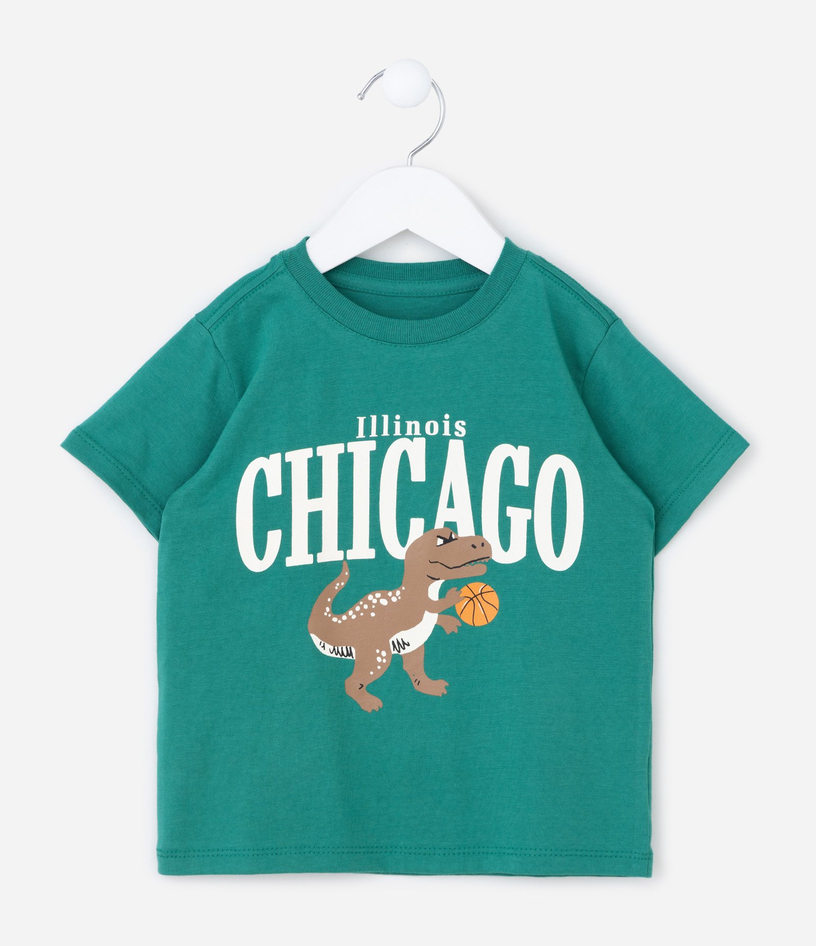 Camiseta Infantil com Estampa de Dinossauro Chicago - Tam 1 a 6 Anos Verde 1