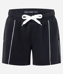 Bermuda Oversized em Moletom com Estampa localizada e Frisos