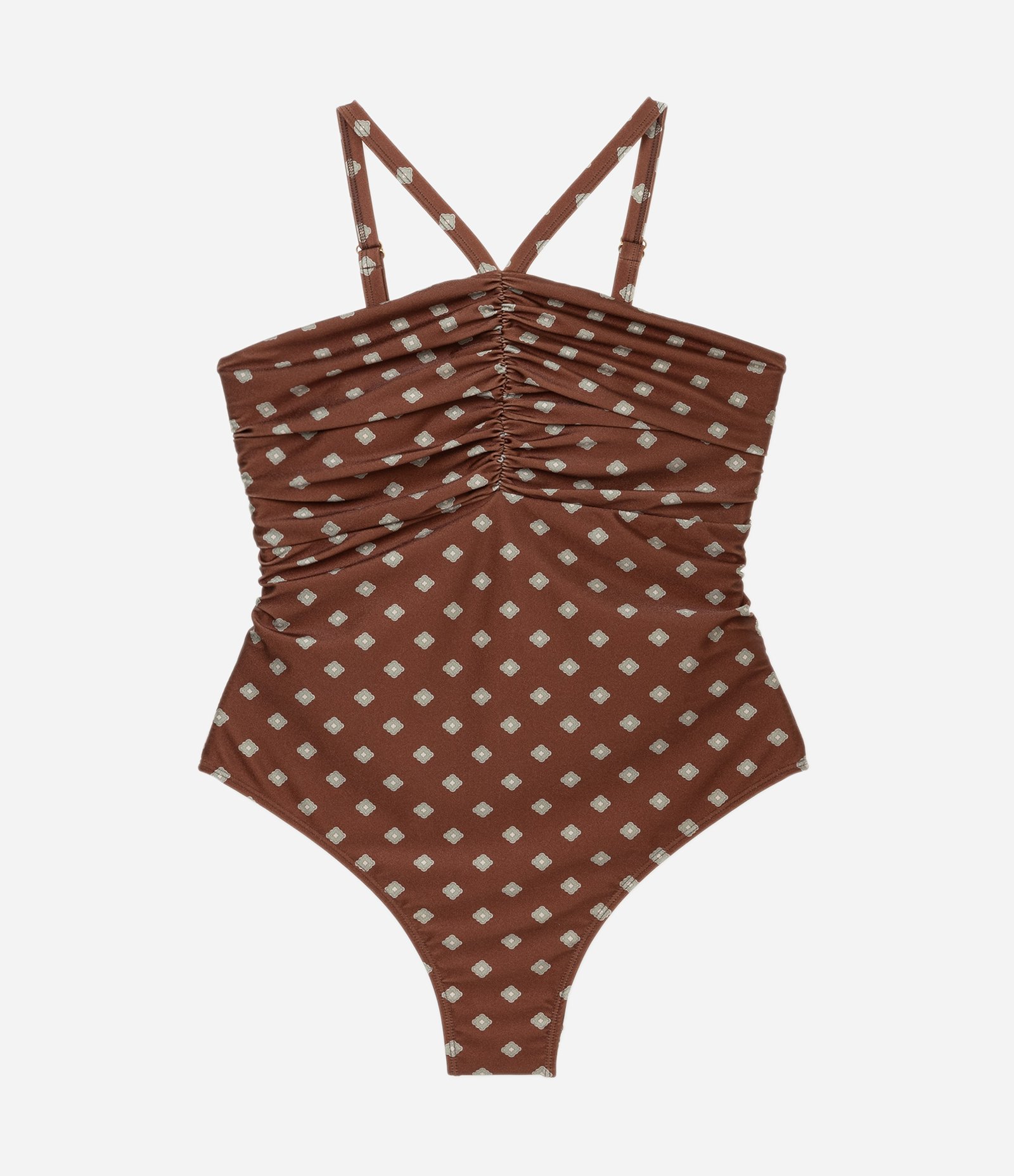 Maiô em Microfibra com Franzido no Busto Curve & Plus Size Marrom 5