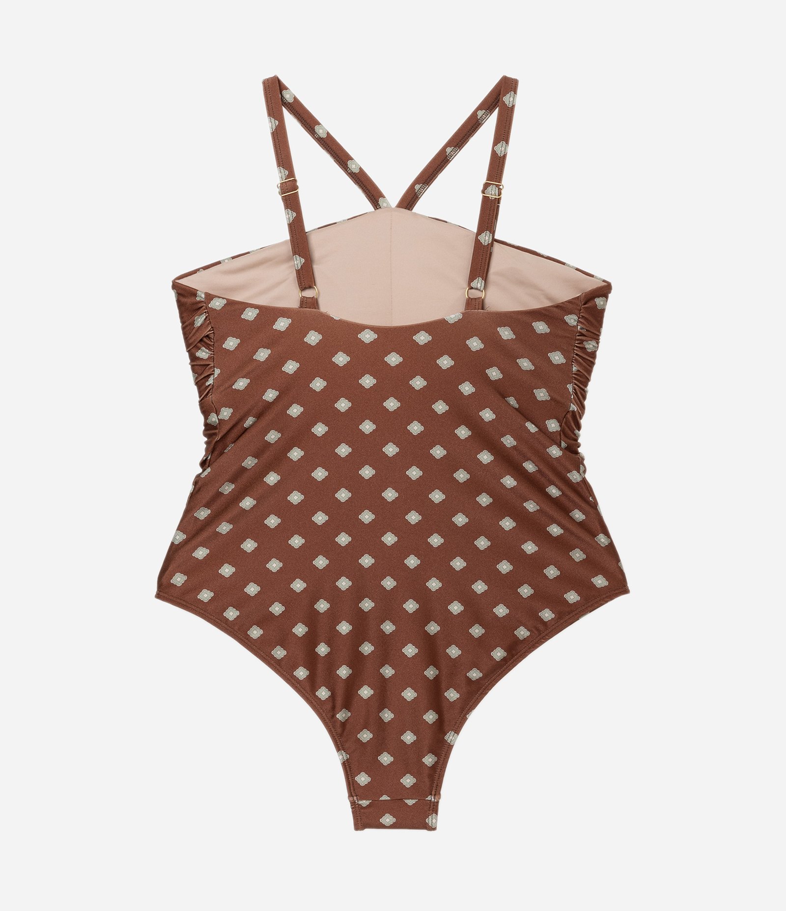 Maiô em Microfibra com Franzido no Busto Curve & Plus Size Marrom 6