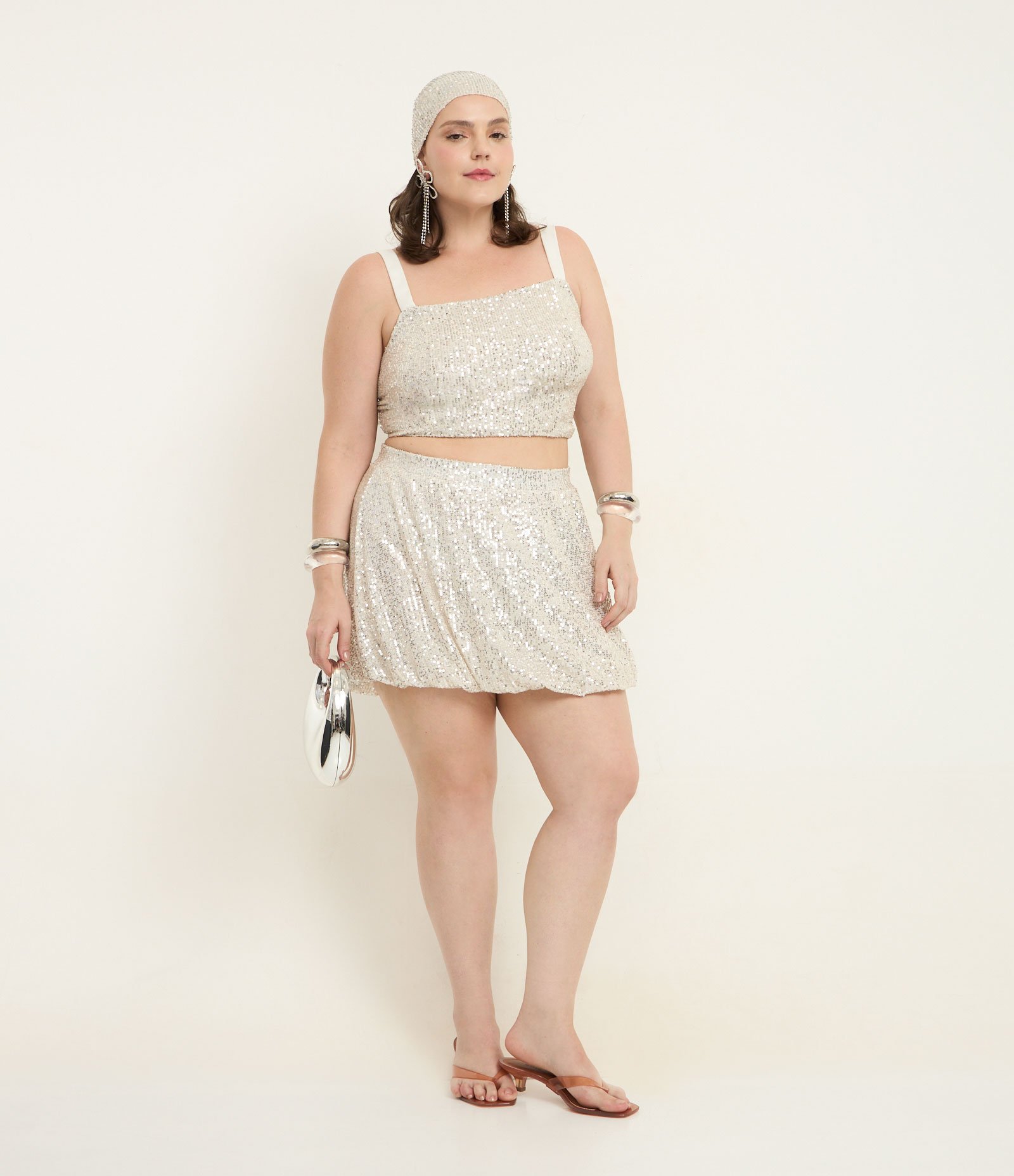 Top Curto em Paetês Curve & Plus Size Dourado 2