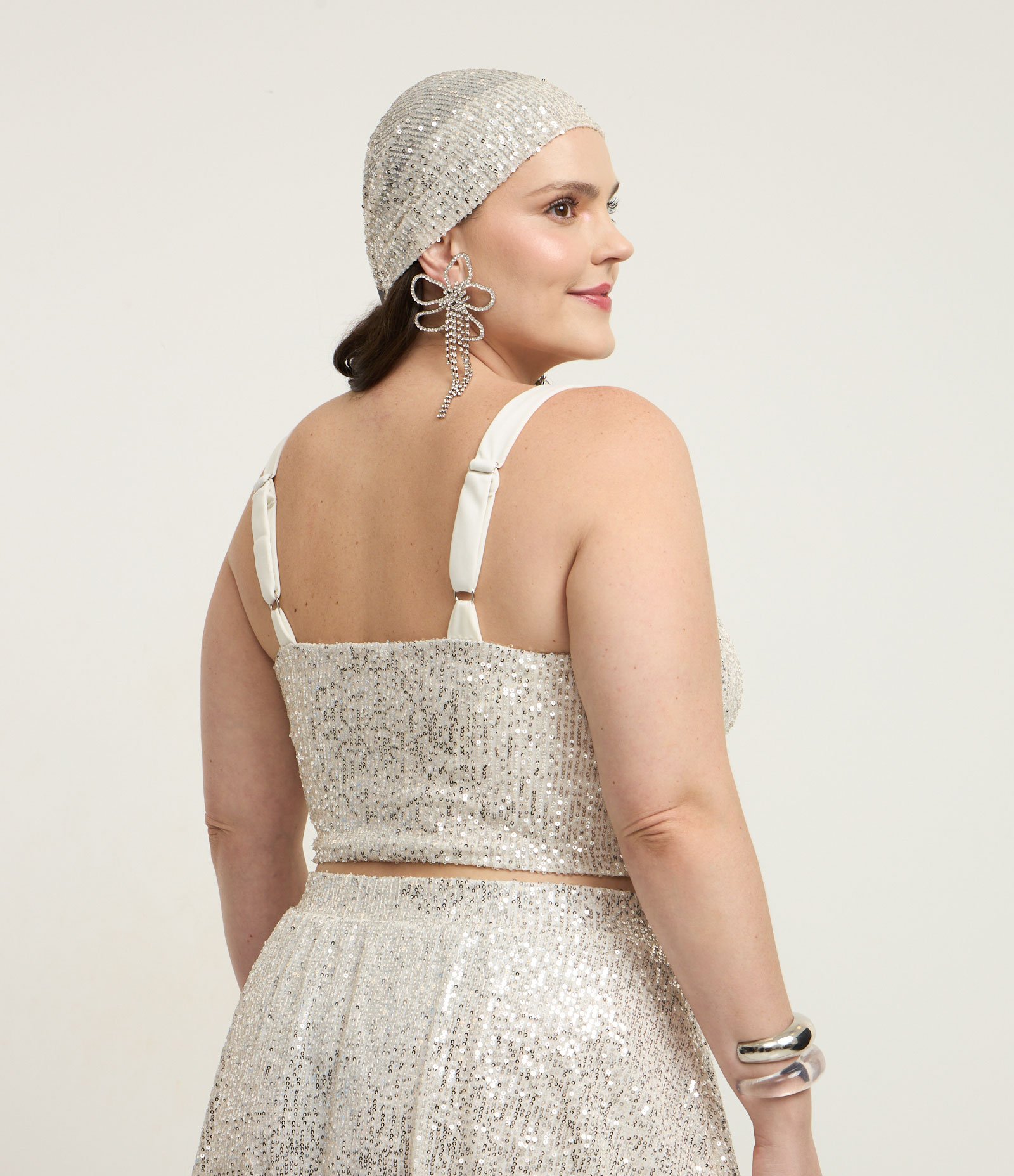 Top Curto em Paetês Curve & Plus Size Dourado 4