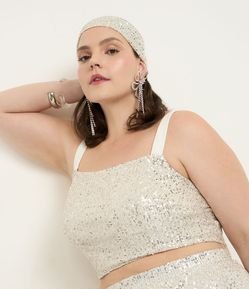 Top Curto em Paetês Curve & Plus Size