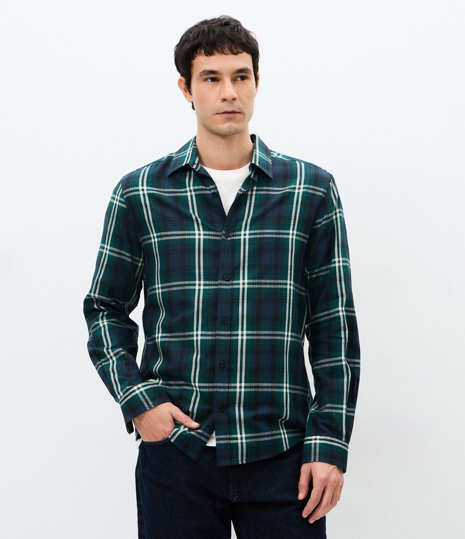Camisa Manga Longa em Flanela e Estampa Xadrez Verde 3