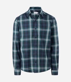 Camisa Manga Longa em Flanela e Estampa Xadrez
