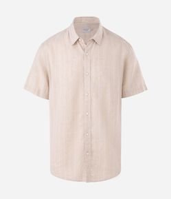 Camisa Manga Curta em Linho Listrada