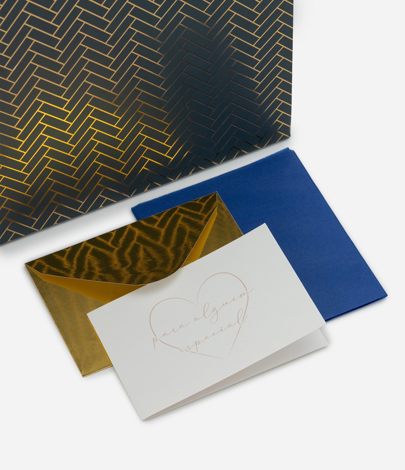 Embalagem de Presente Pequena com Estampa Geométrica Azul 4