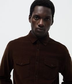 Camisa Comfort em Veludo com Bolsos Frontais