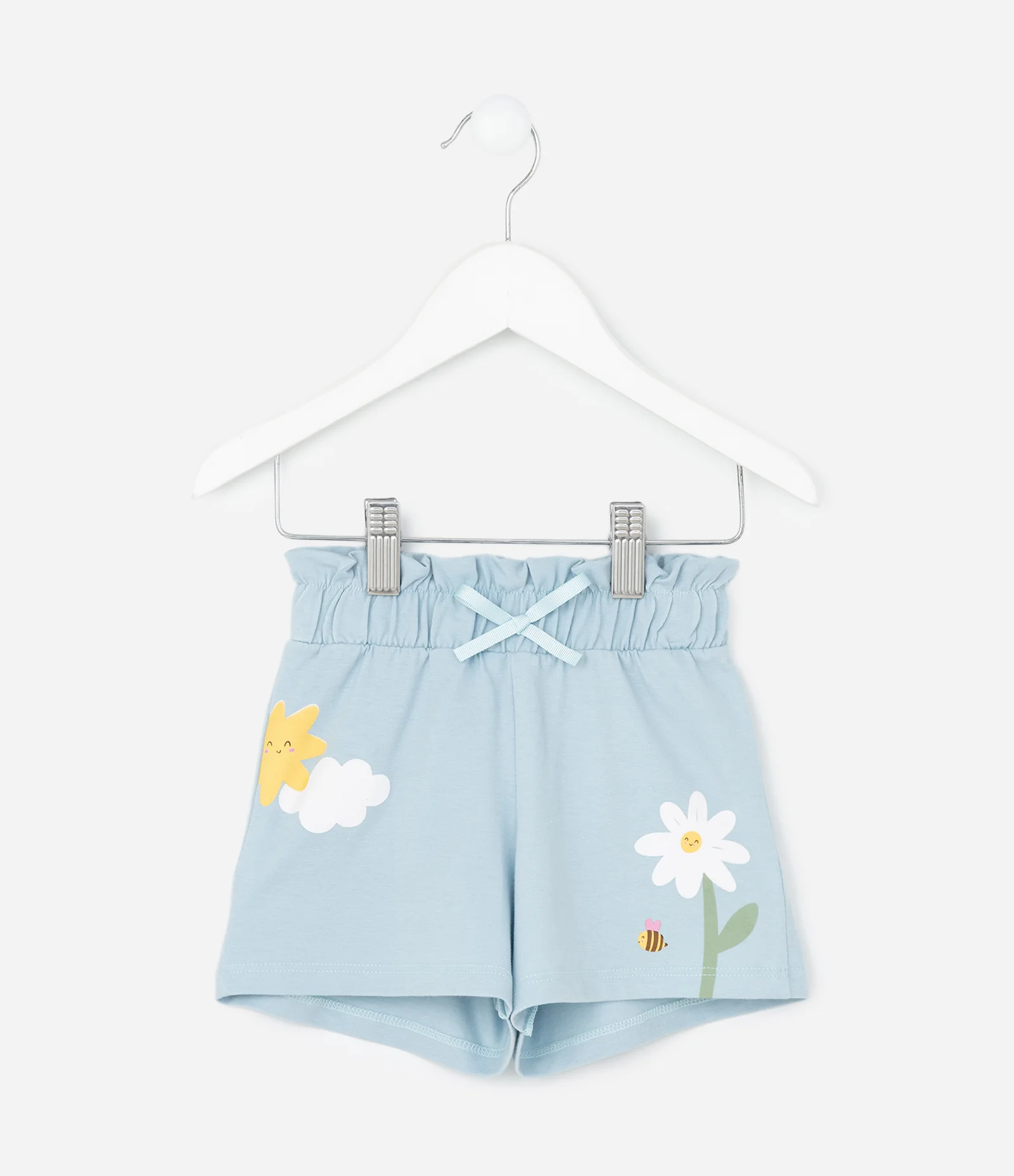 Short Clochard Infantil com Estampa Ícones – Tam 1 a 5/6 Azul Claro 1