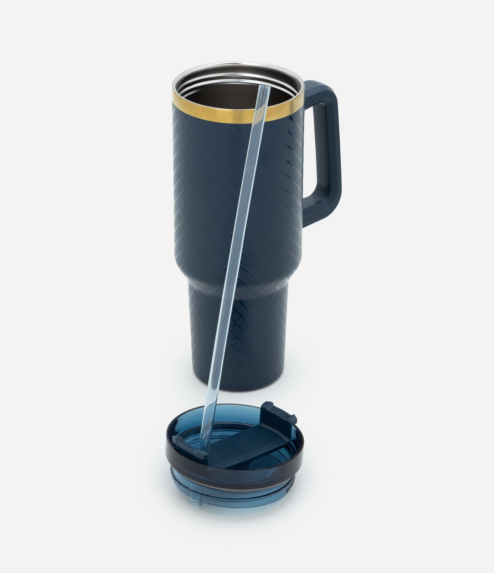 Copo Térmico com Canudo Reutilizável 1,2L Azul 4