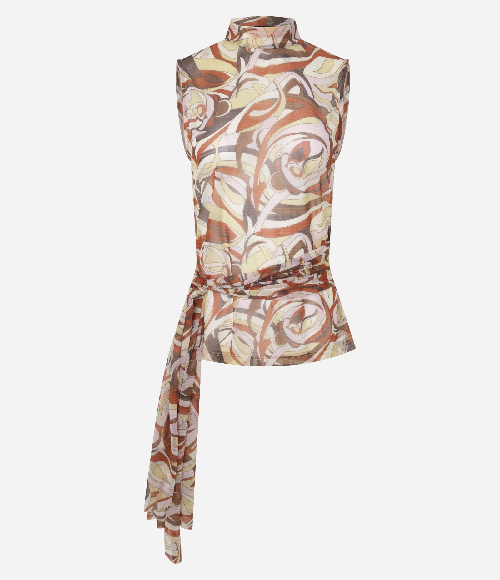 Blusa em Tule com Amarração e Estampa Abstrata Multicores 6