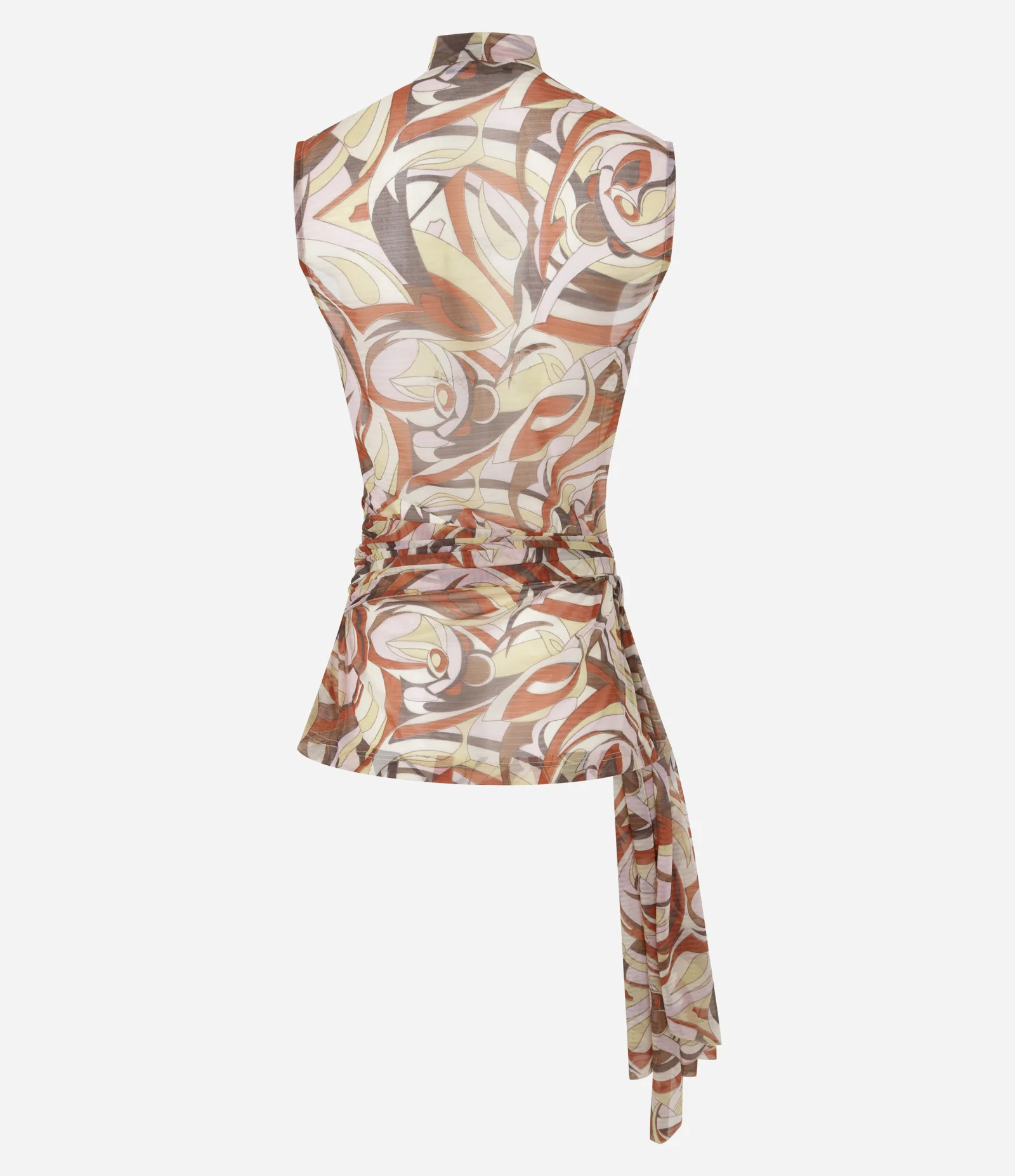 Blusa em Tule com Amarração e Estampa Abstrata Multicores 7