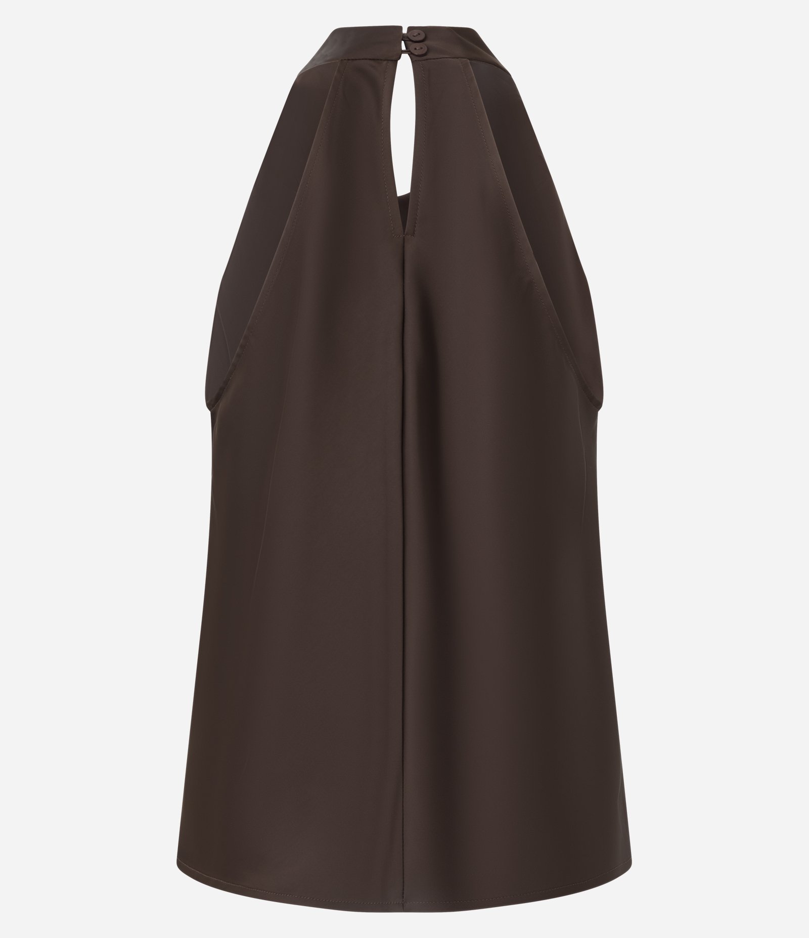 Blusa Frente Única em Cetim com Decote Degagê e Amarração nas Costas Marrom 6