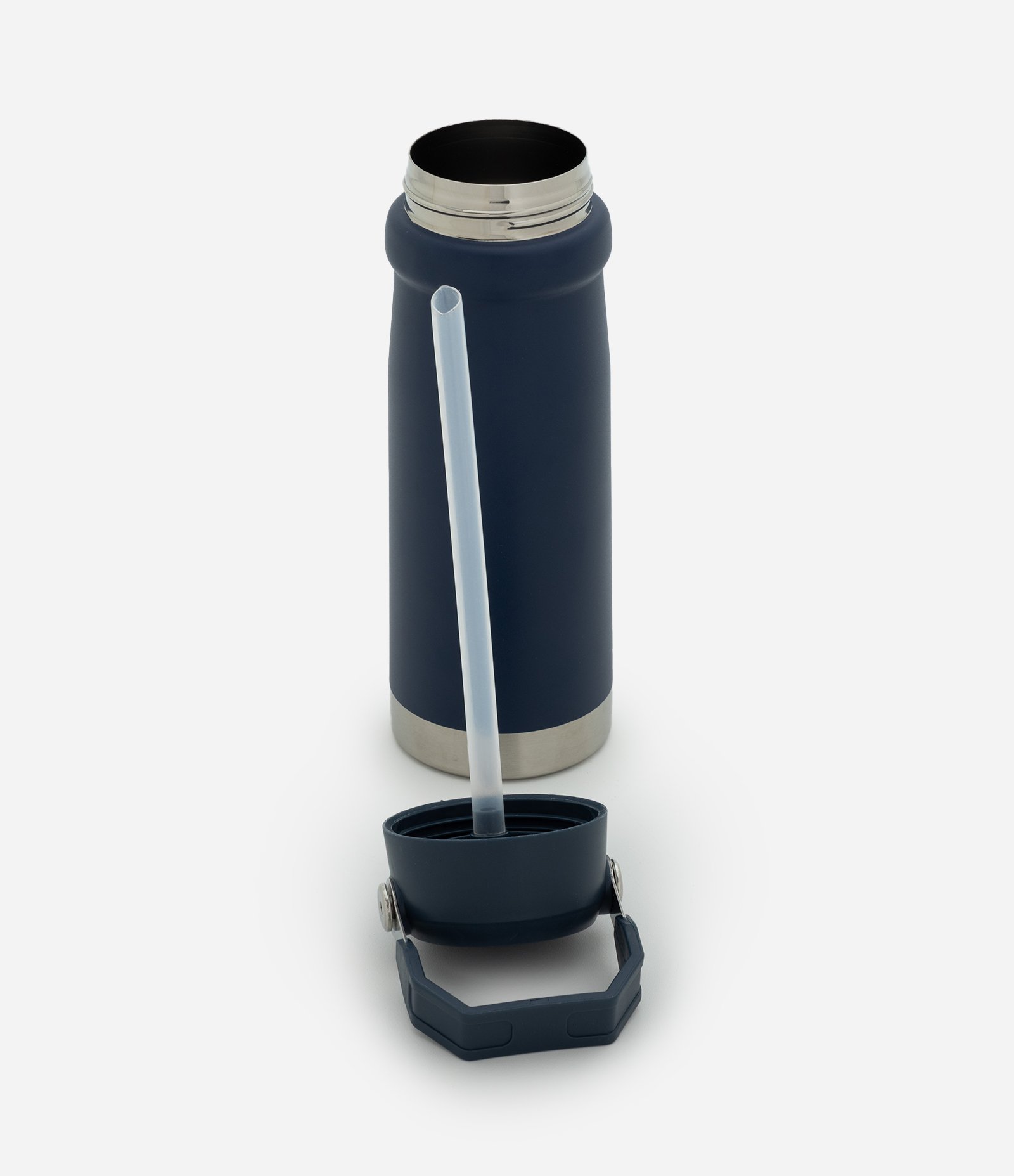 Garrafa Térmica em Metal com Alça e Canudo 900ml Azul Escuro 4