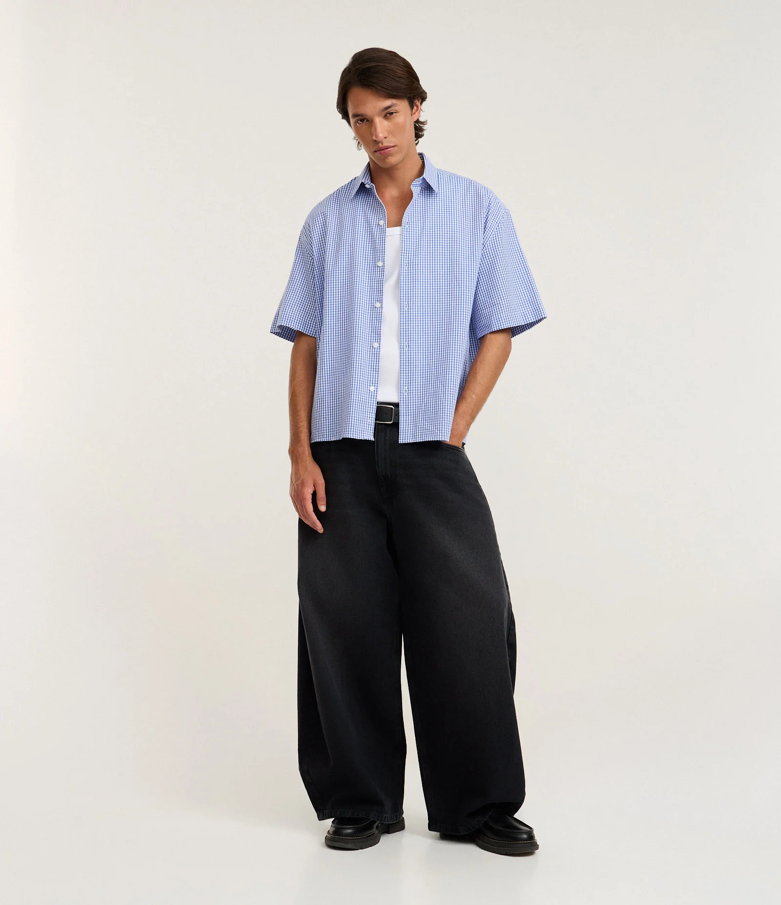 Camisa Regular em Algodão com Estampa Xadrez Azul 2