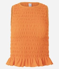 Blusa Regata em com Lastex e Babadinho na Barra