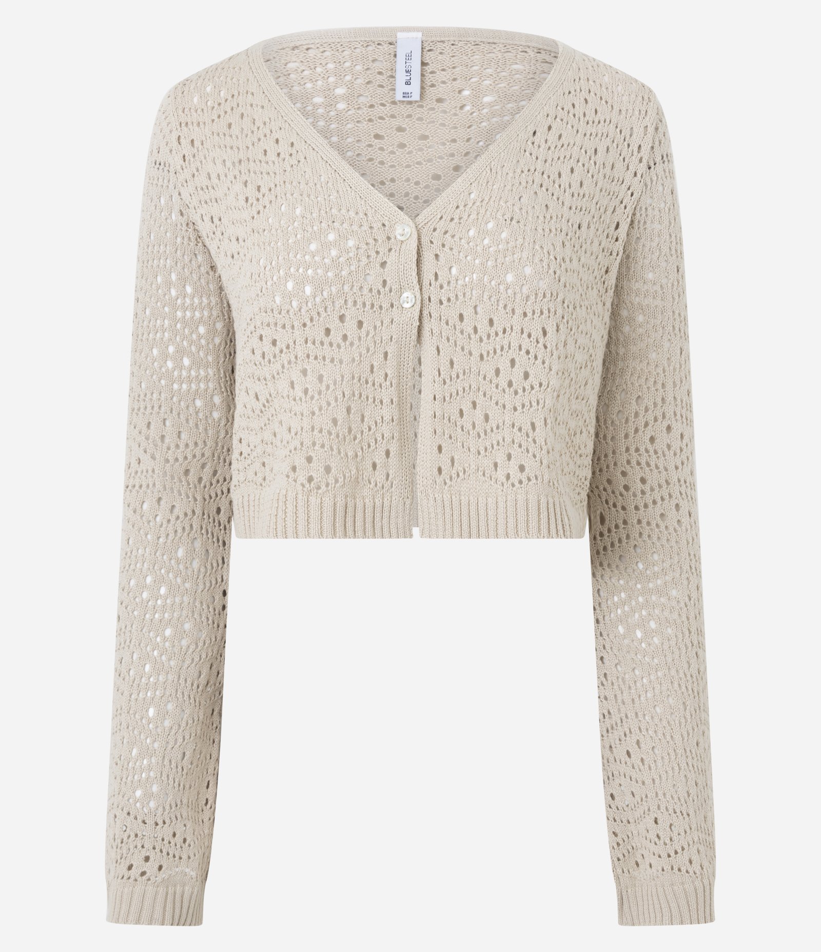 Cardigan Cropped em Tricô com Ponto Aberto e Manga Ampla Off White 5