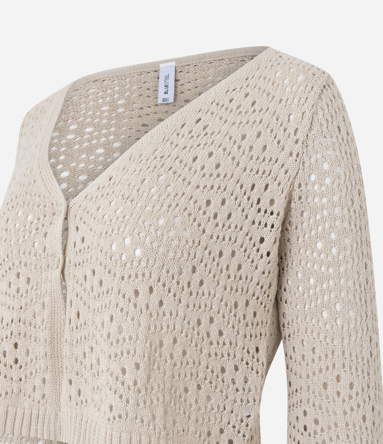 Cardigan Cropped em Tricô com Ponto Aberto e Manga Ampla Off White 6