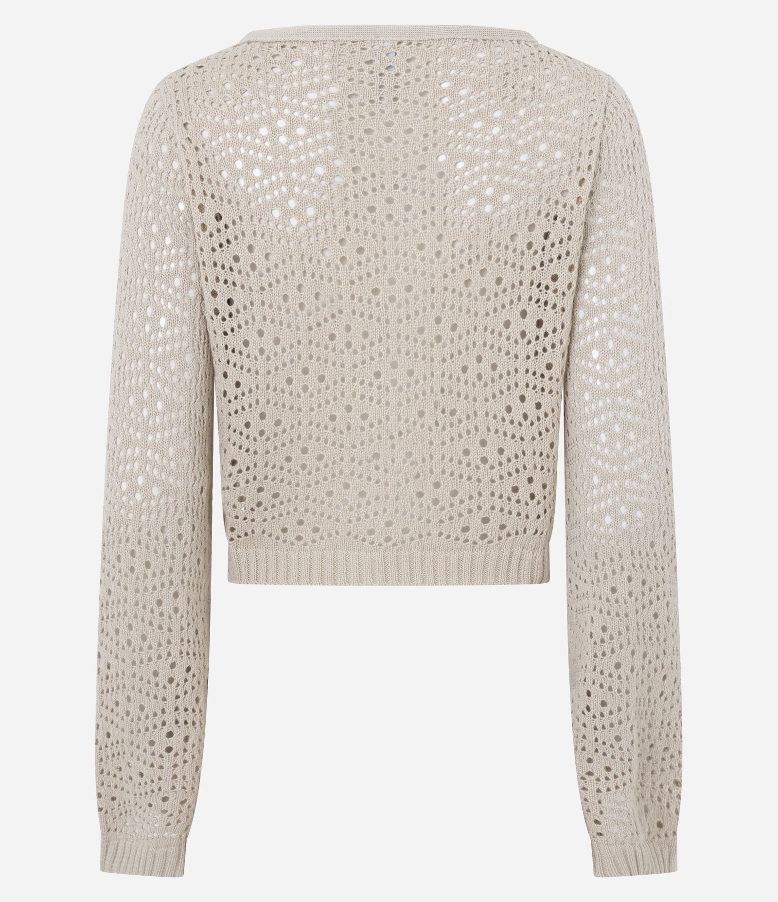 Cardigan Cropped em Tricô com Ponto Aberto e Manga Ampla Off White 7