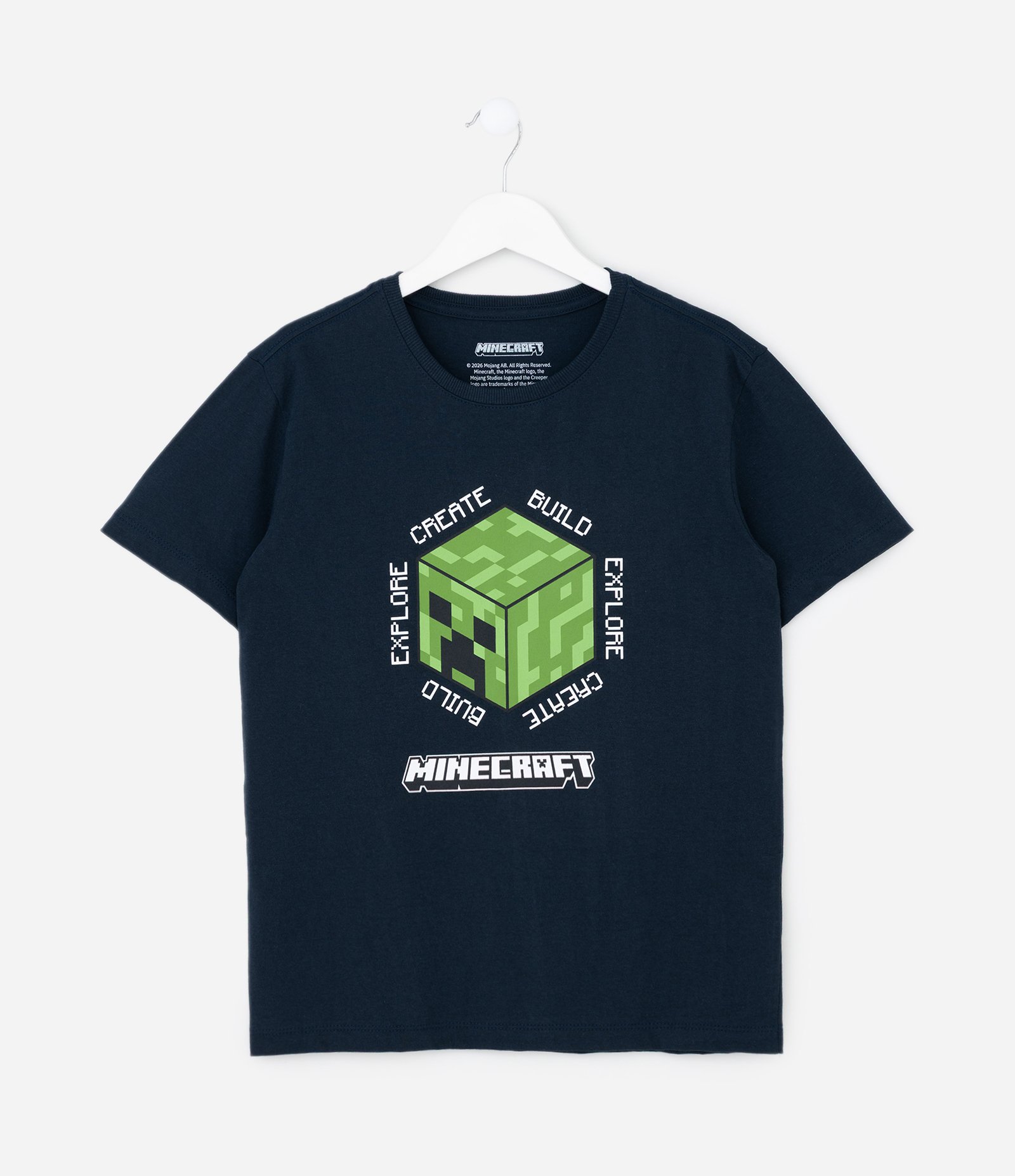 Camiseta Infantil Minecraft com Estampa Creeper – Tam 5 a 14 Anos Azul Marinho 1