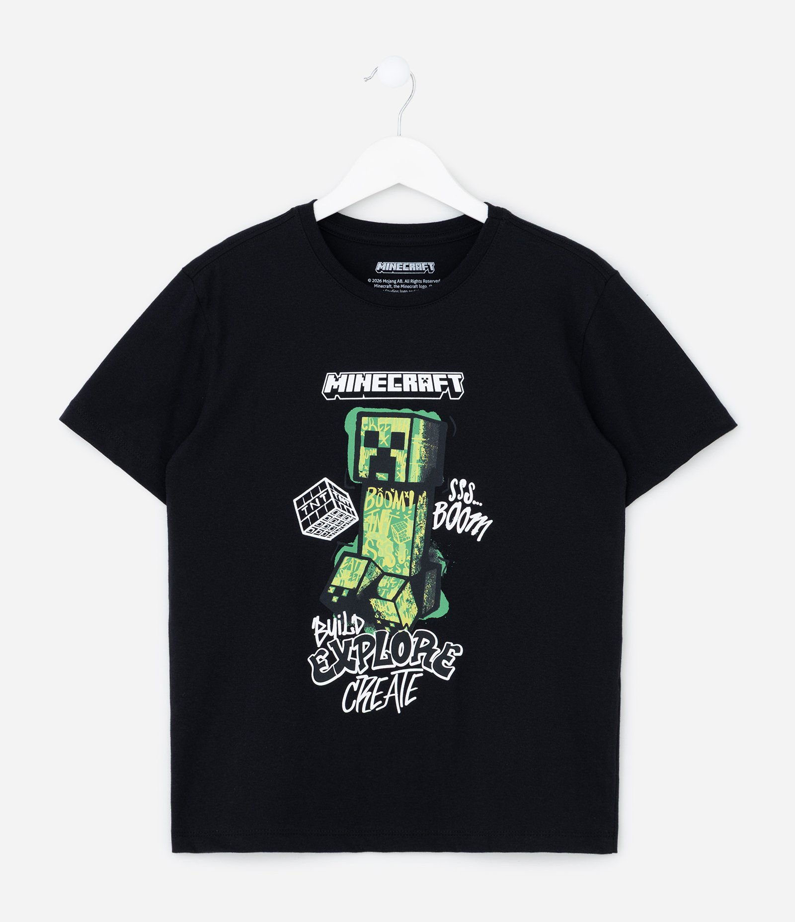 Camiseta Infantil em Algodão Estampa Grafite Minecraft - Tam 5 a 14 Anos Preto 1
